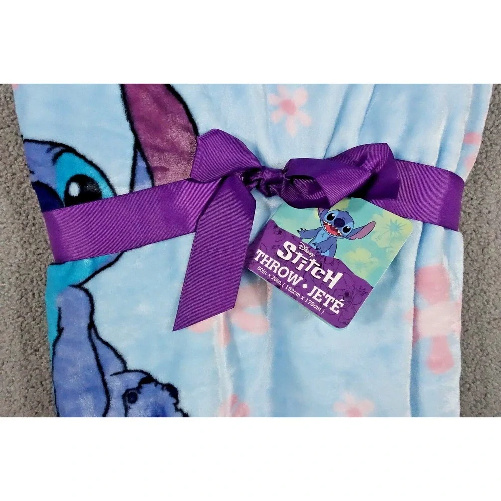 Disney Stitch Plush Throw Blanket Super Soft Light Blue 60x70 inches Washable